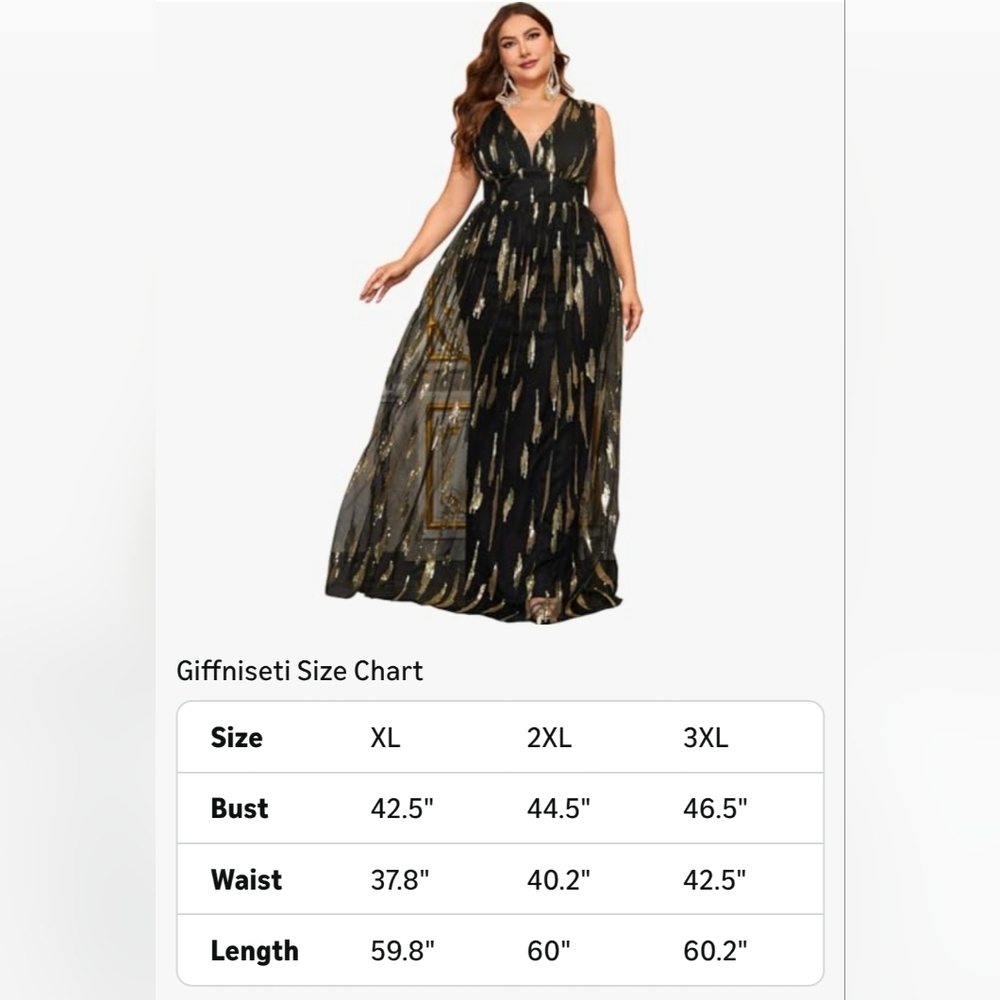 Giffniseti Elegant Black and Gold Maxi Dress - Picture 7 of 7